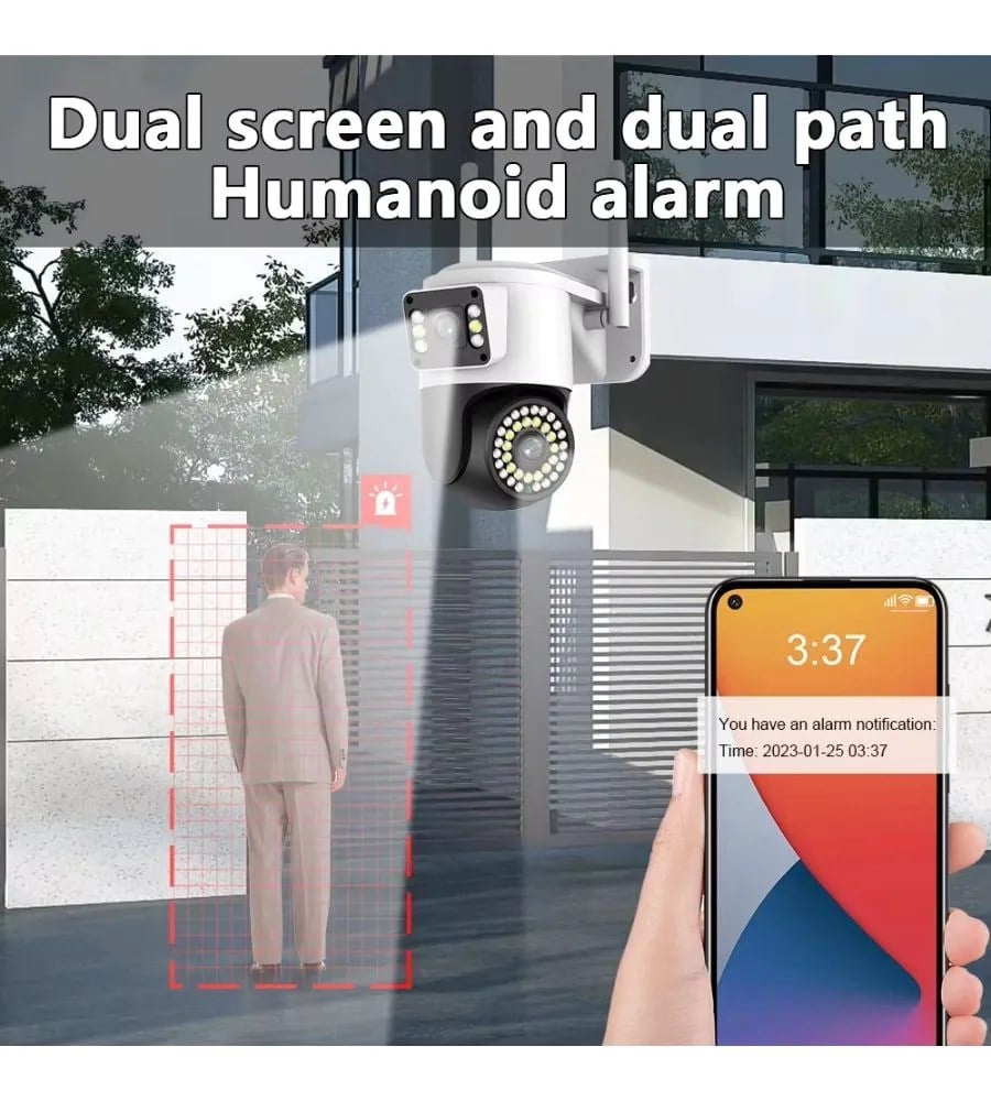4MP Yoosee Çift Lens IP Kamera - WIFI Açık Otomatik İzleme, Su Geçirmez Kablosuz Güvenlik Ev Kamerası, Renkli Gece Görüş