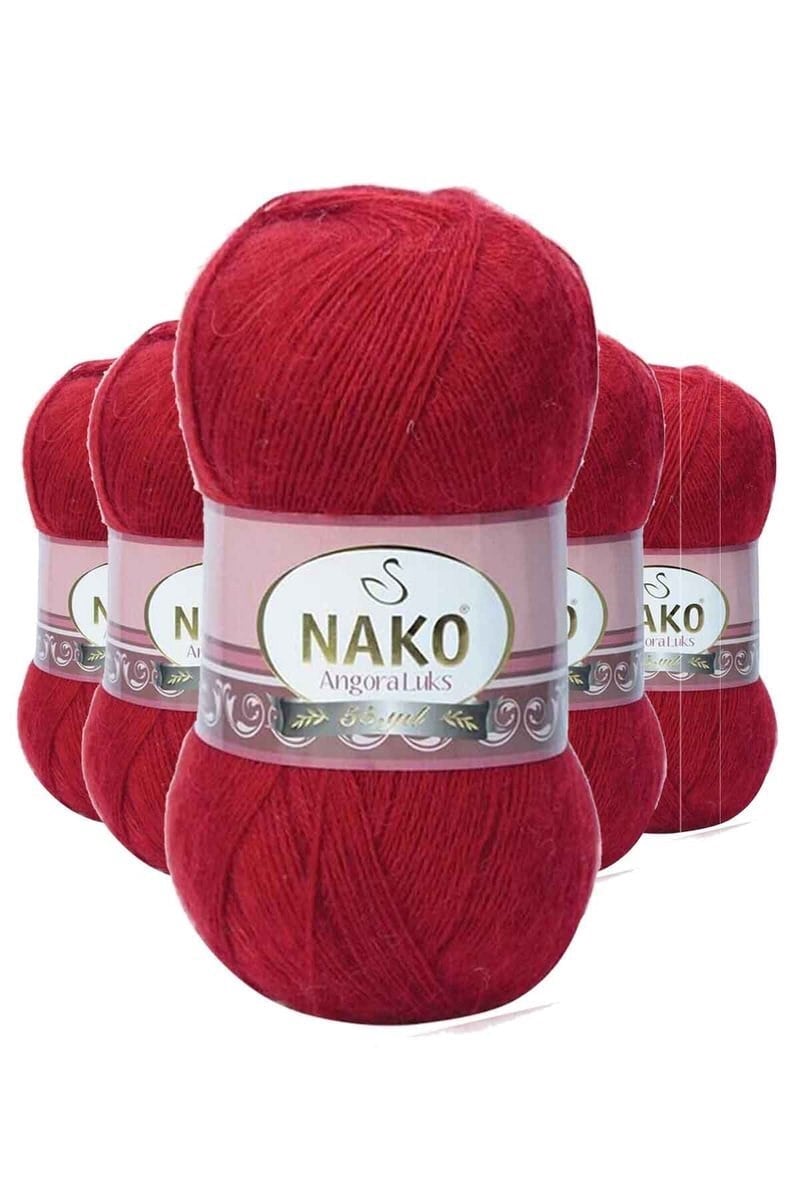 5 Adet Angora Lüks El Örgü İpi Koyu Kırmızı 1175