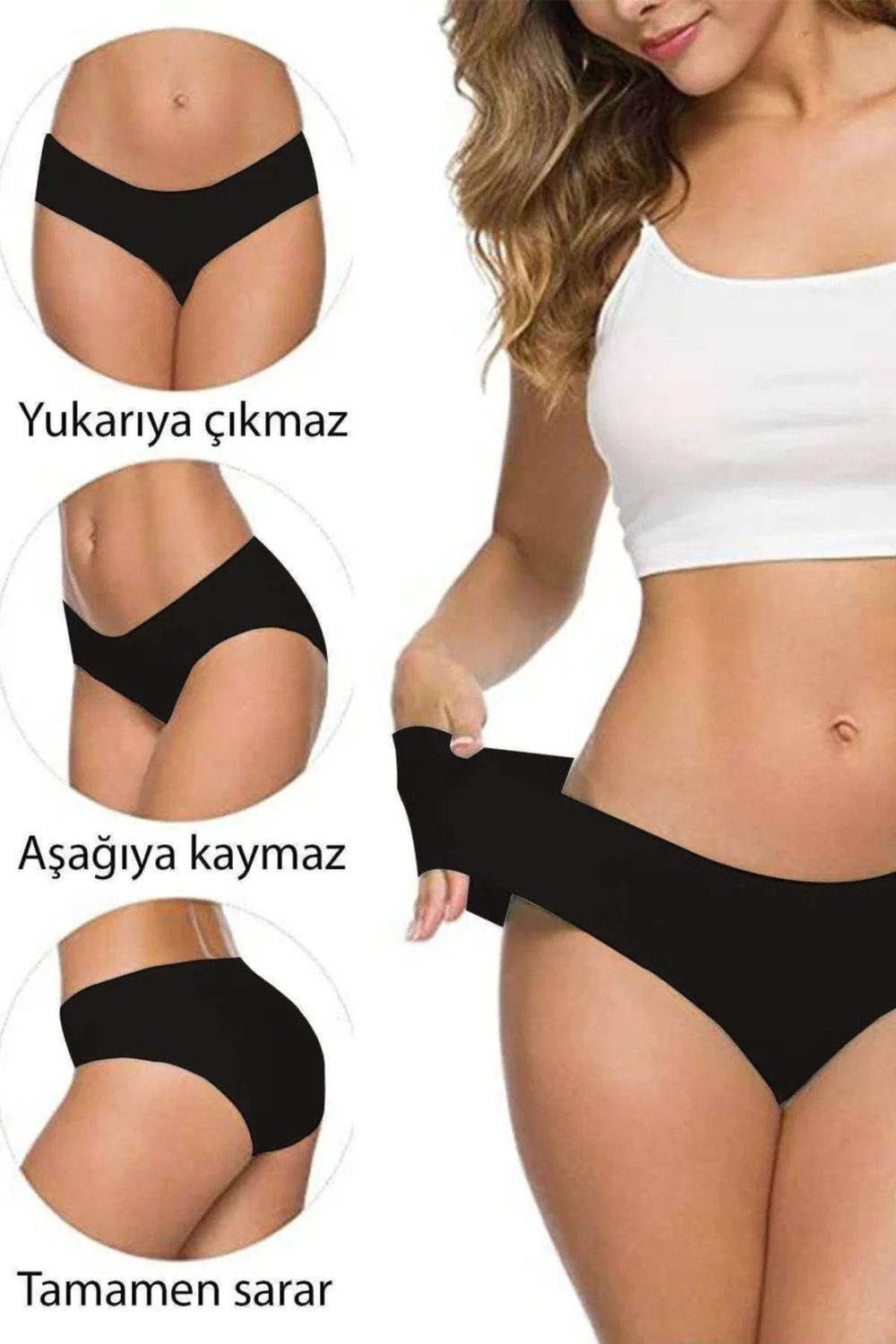 5 Adet Kadın Dikişsiz Lazer Kesim Esnek İz yapmayan Külot S1 mudanis