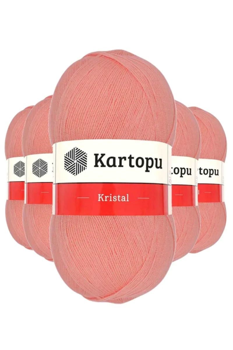5 Adet Kristal Çift Katlı El Örgü Lif İpi Koyu Somon K1217 - kartopu mudanis