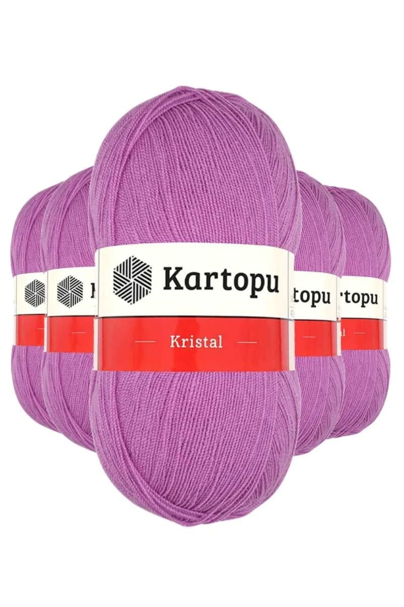 5 Adet Kristal Çift Katlı El Örgü Lif İpi Leylak K805 - kartopu mudanis
