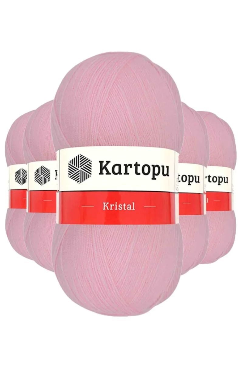 5 Adet Kristal Çift Katlı El Örgü Lif İpi Bebe Pembe K788 - kartopu mudanis