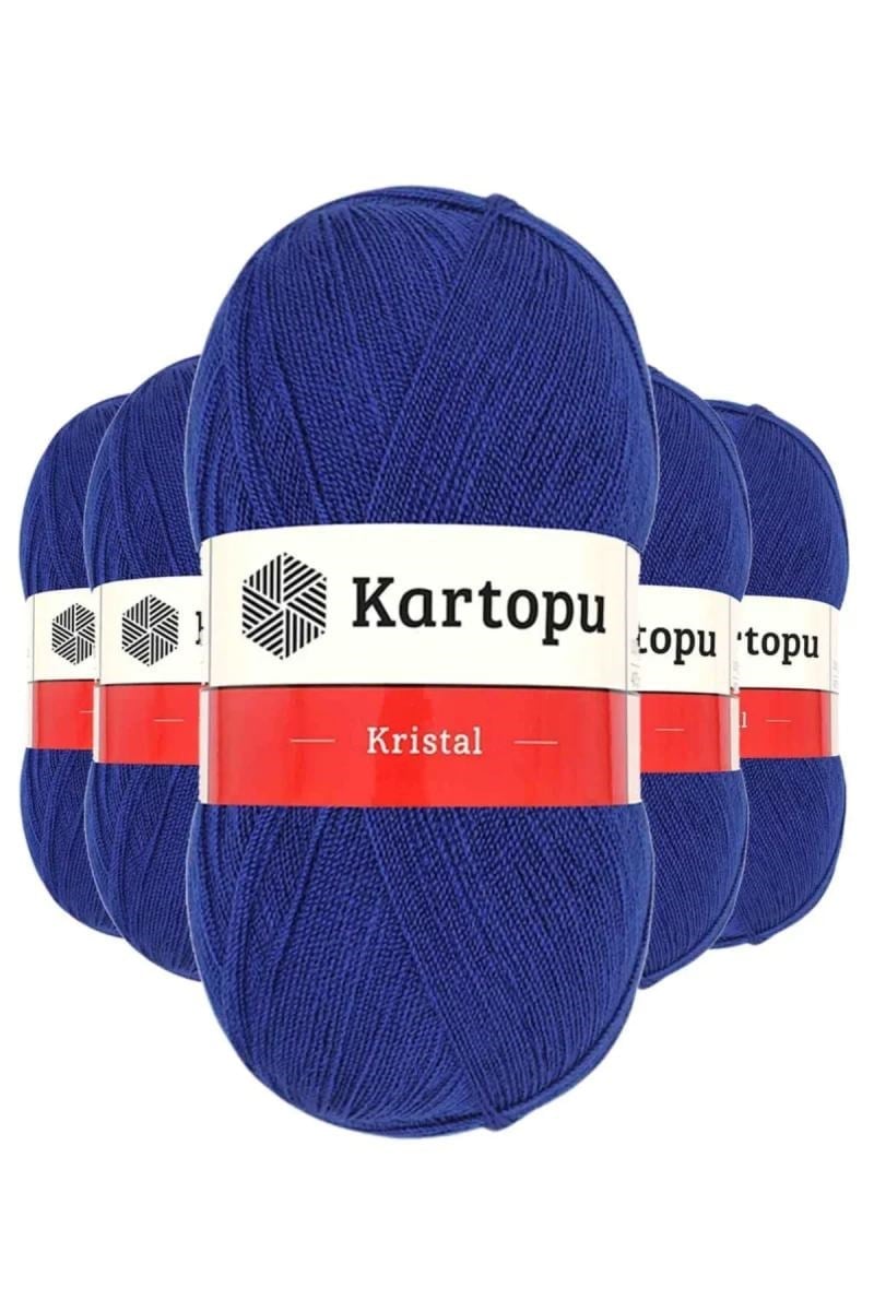 5 Adet Kristal Çift Katlı El Örgü Lif İpi Lacivert K627 - kartopu mudanis