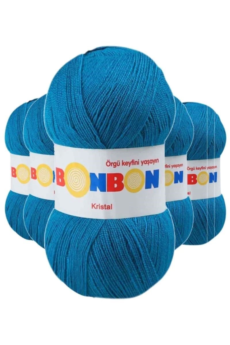5 Adet Kristal El Örgü Lif İpi Koyu Mavi 98685 - bonbon mudanis