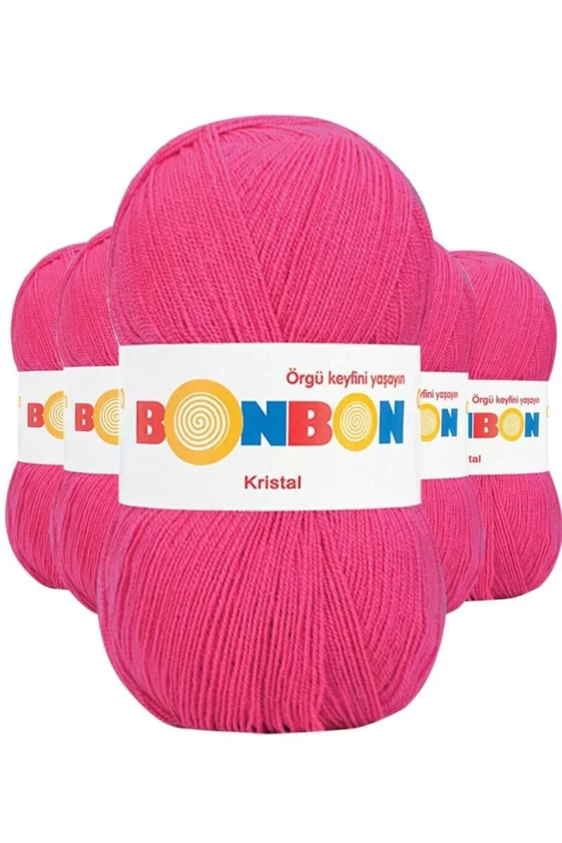 5 Adet Kristal El Örgü Lif İpi Koyu Pembe 98403 - bonbon mudanis