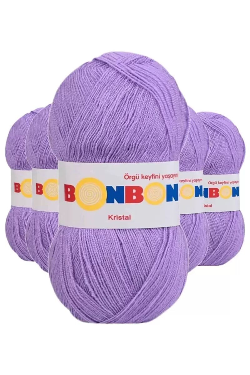 5 Adet Kristal El Örgü Lif İpi Lila 98205 - bonbon mudanis