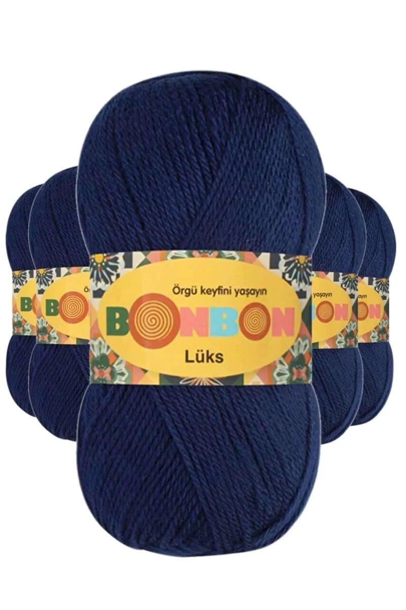 5 Adet Lüks Patik İpi Yünü Lacivert 98244 - bonbon mudanis