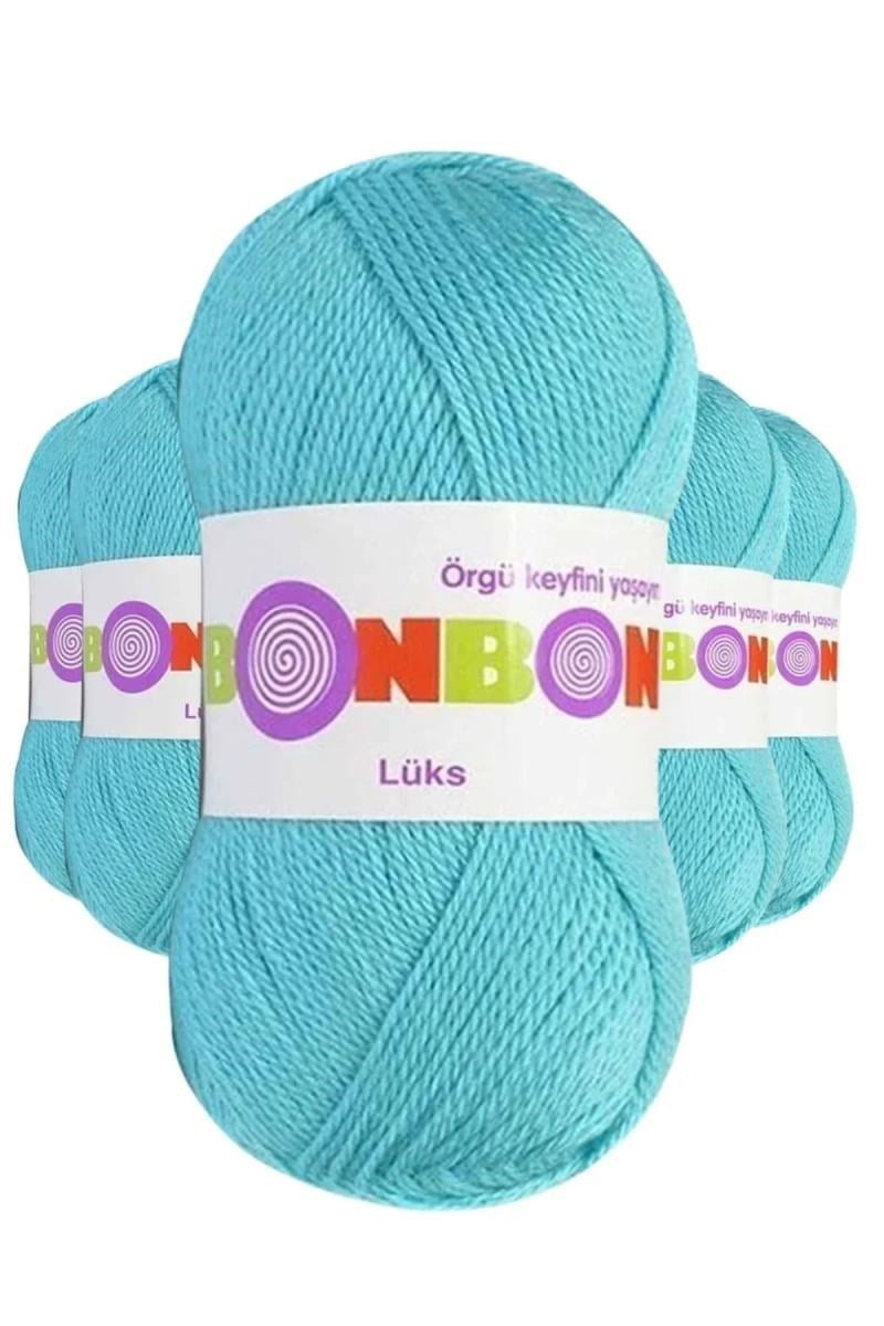 5 Adet Lüks Patik İpi Yünü Turkuaz 98238 - bonbon mudanis