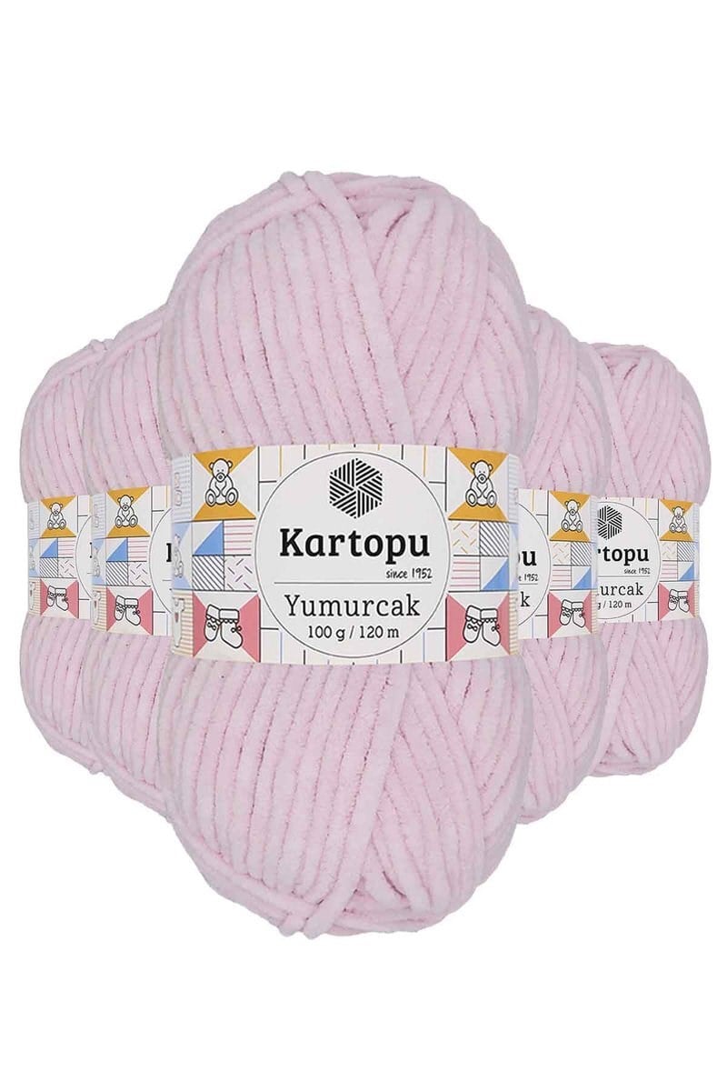 5 Adet Yumurcak Kadife El Örgü İpi Toz Pembe K1562 mudanis