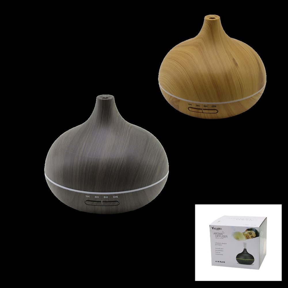 500ml Ahşap Desenli Aroma Diffuser Hava Nemlendirici - Kumandalı, LED