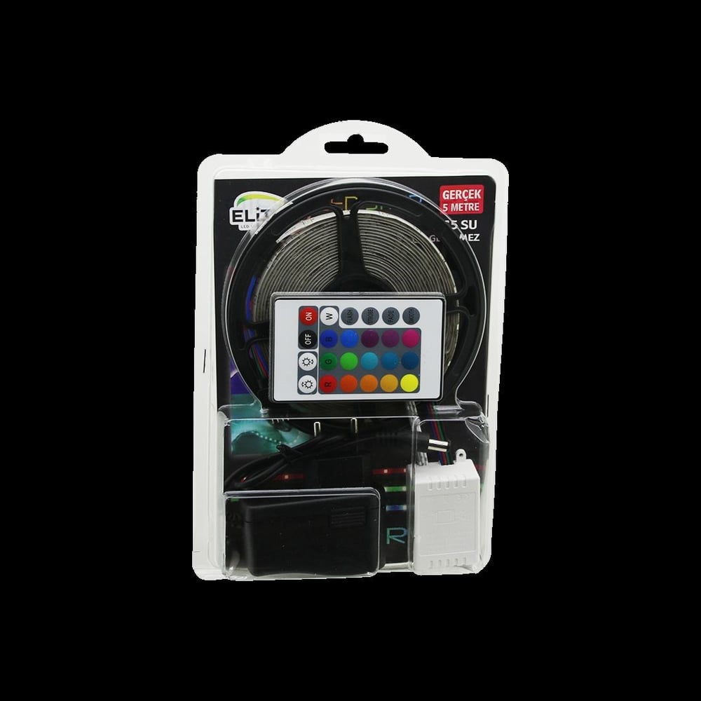 5m RGB Şerit LED (IP65) Kumandalı Adaptörlü SMD2835 54 LED/m