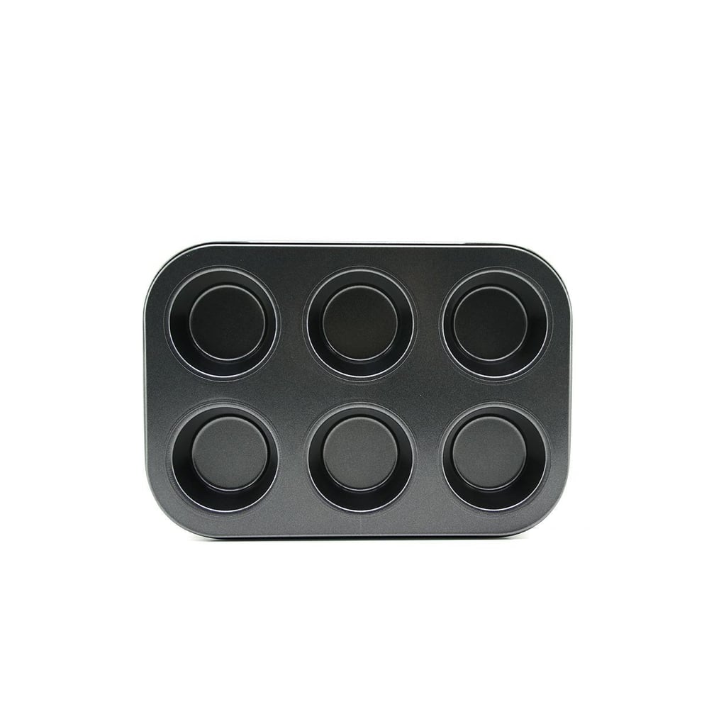 6 Gözlü Siyah Metal Muffin Kalıbı