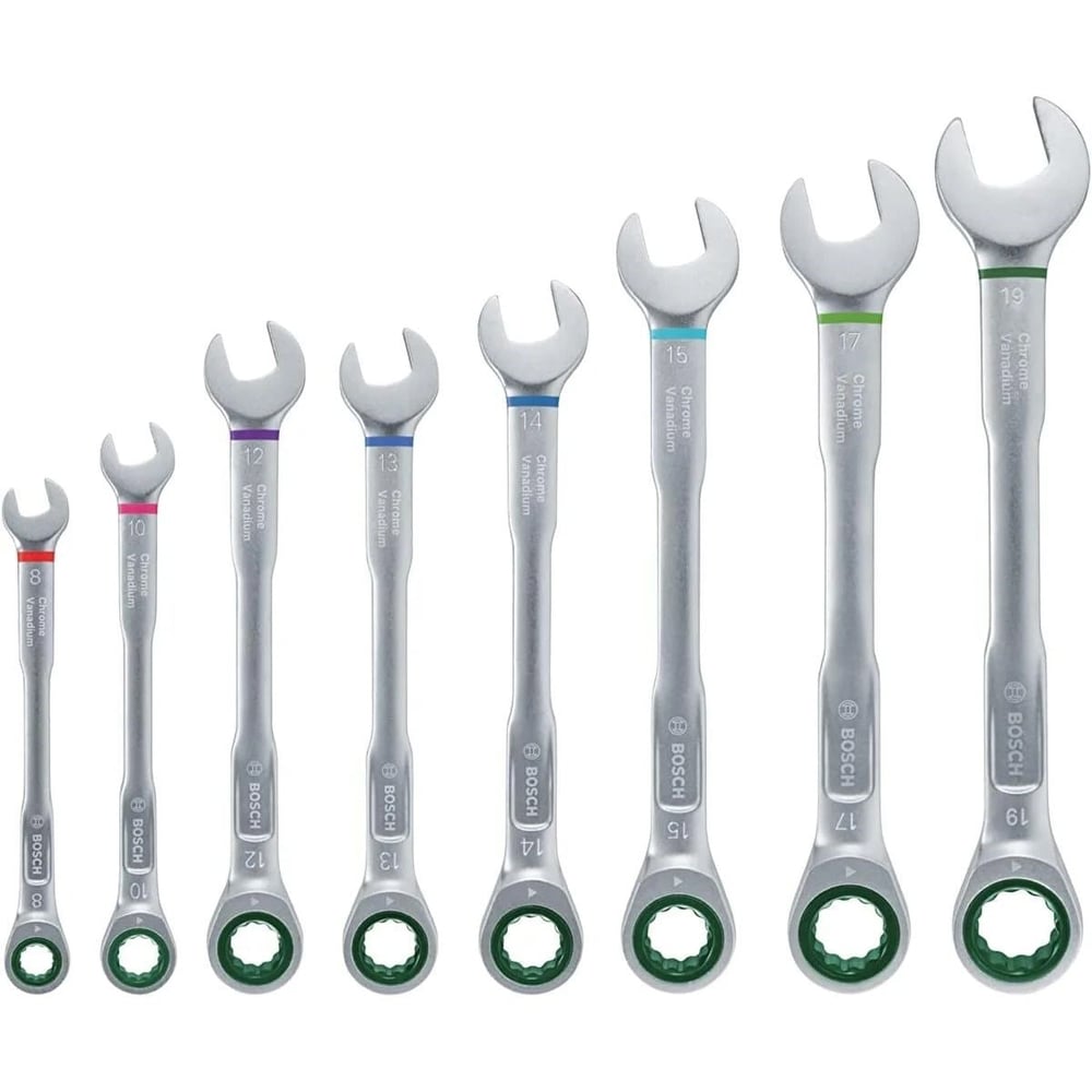 8 Parça 8-19 mm Kombine Anahtar Takımı (Plastik Standlı, Taşıma Aparatlı)