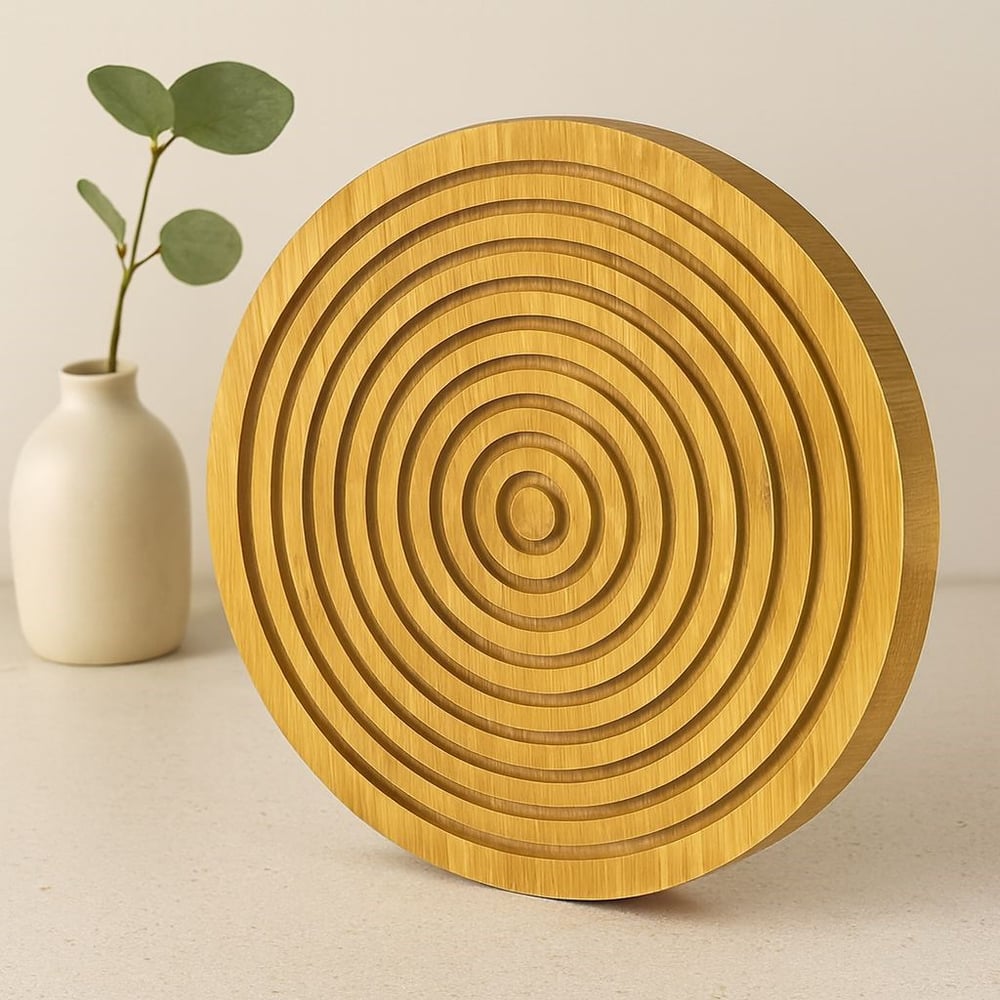 Ahşap Bambu Sunum Tepsisi 28 cm - Çift Taraflı