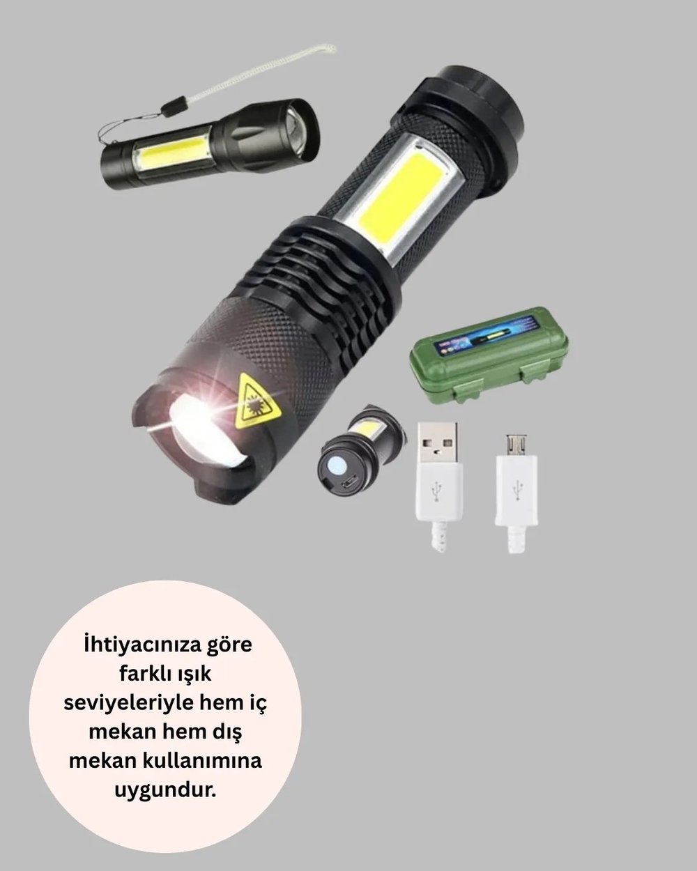 Alüminyum Gövdeli 2000 Lümen Güçlü LED El Feneri