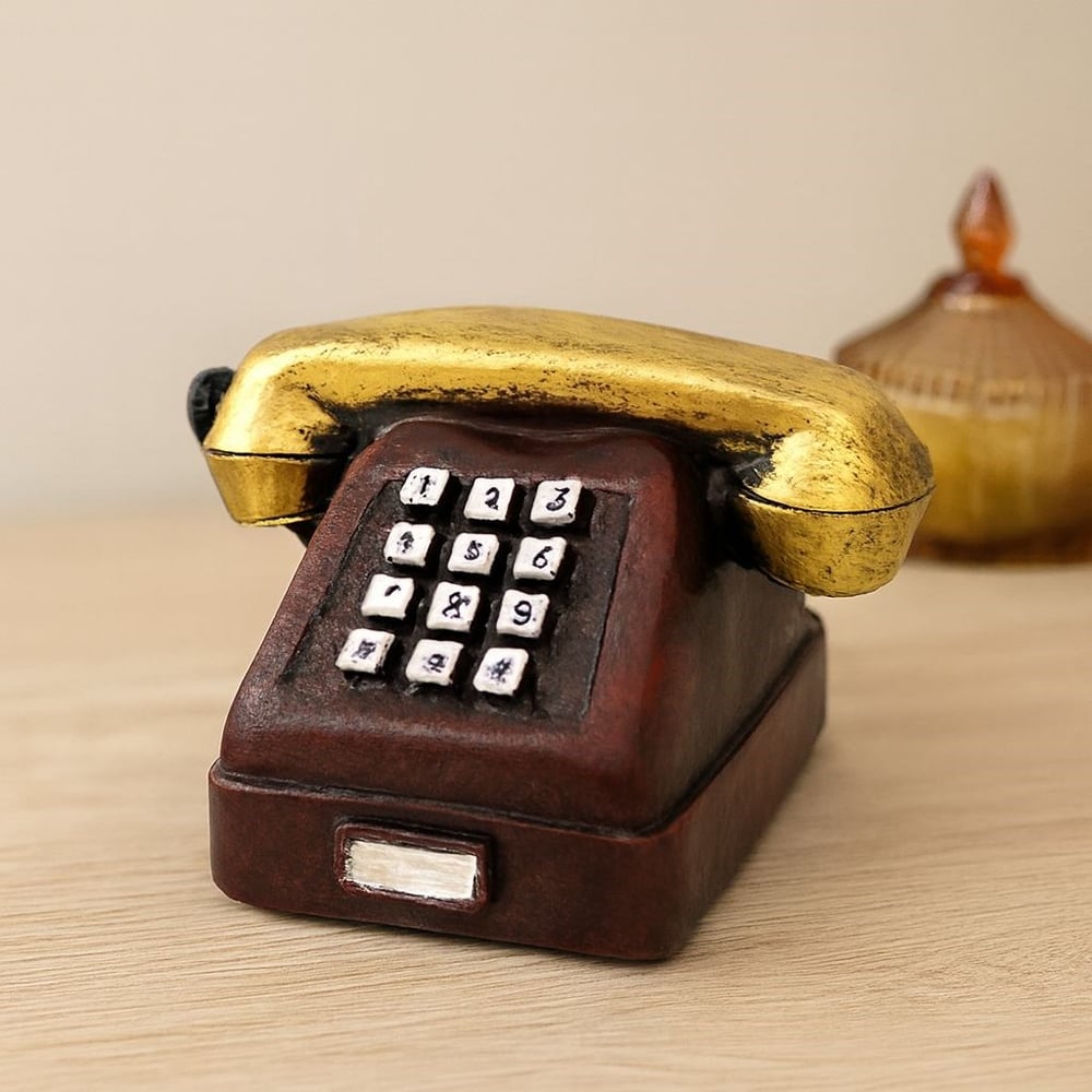 Ankesörlü Telefon Dekoratif Biblo - Reçine 9.5x9.5 cm