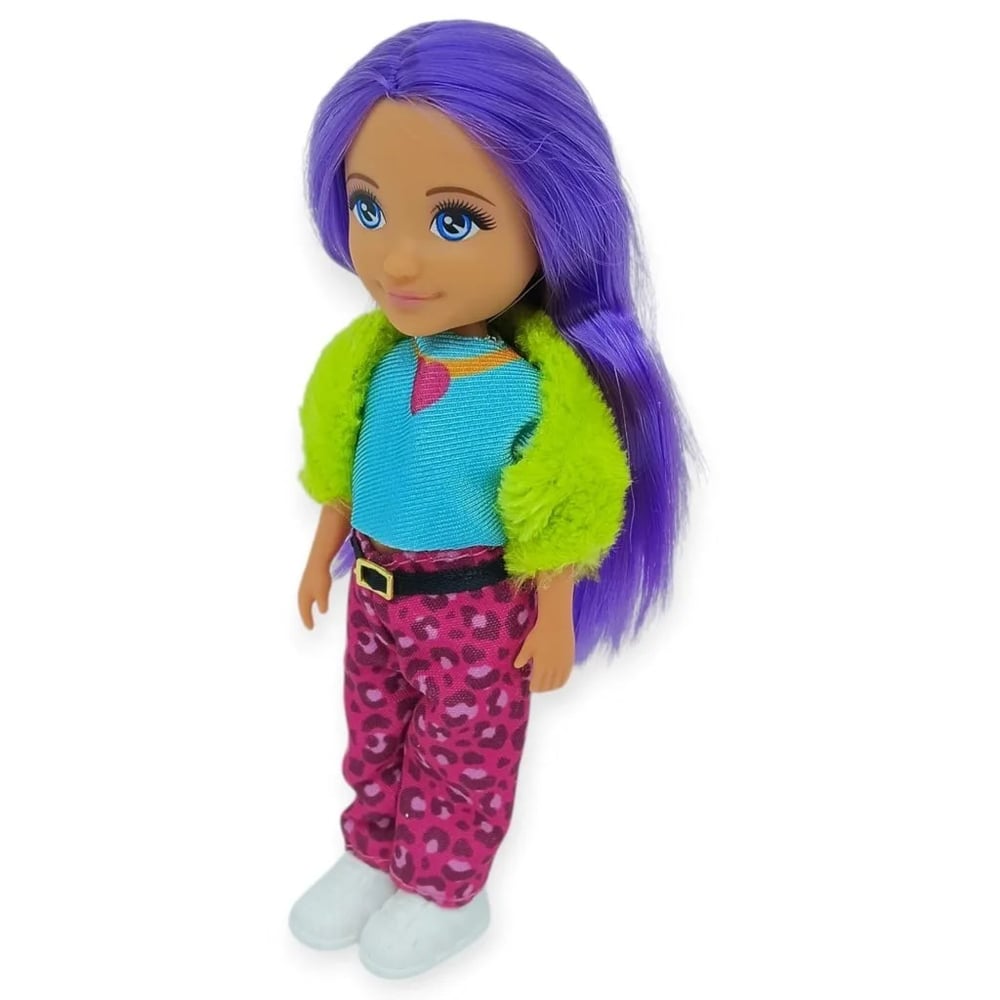 Ankiki Moda İkonu Bebek Figür 13 cm - Mor Saçlı Hip-Hop Rüzgarı
