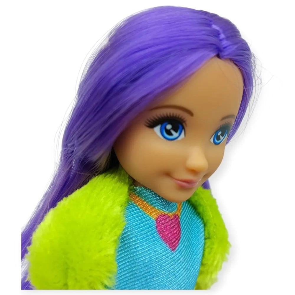 Ankiki Moda İkonu Bebek Figür 13 cm - Mor Saçlı Hip-Hop Rüzgarı