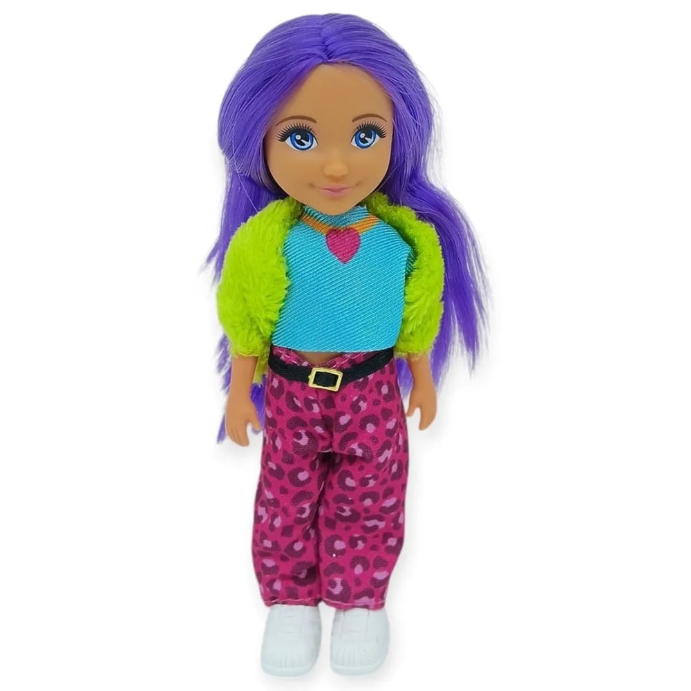 Ankiki Moda İkonu Bebek Figür 13 cm - Mor Saçlı Hip-Hop Rüzgarı