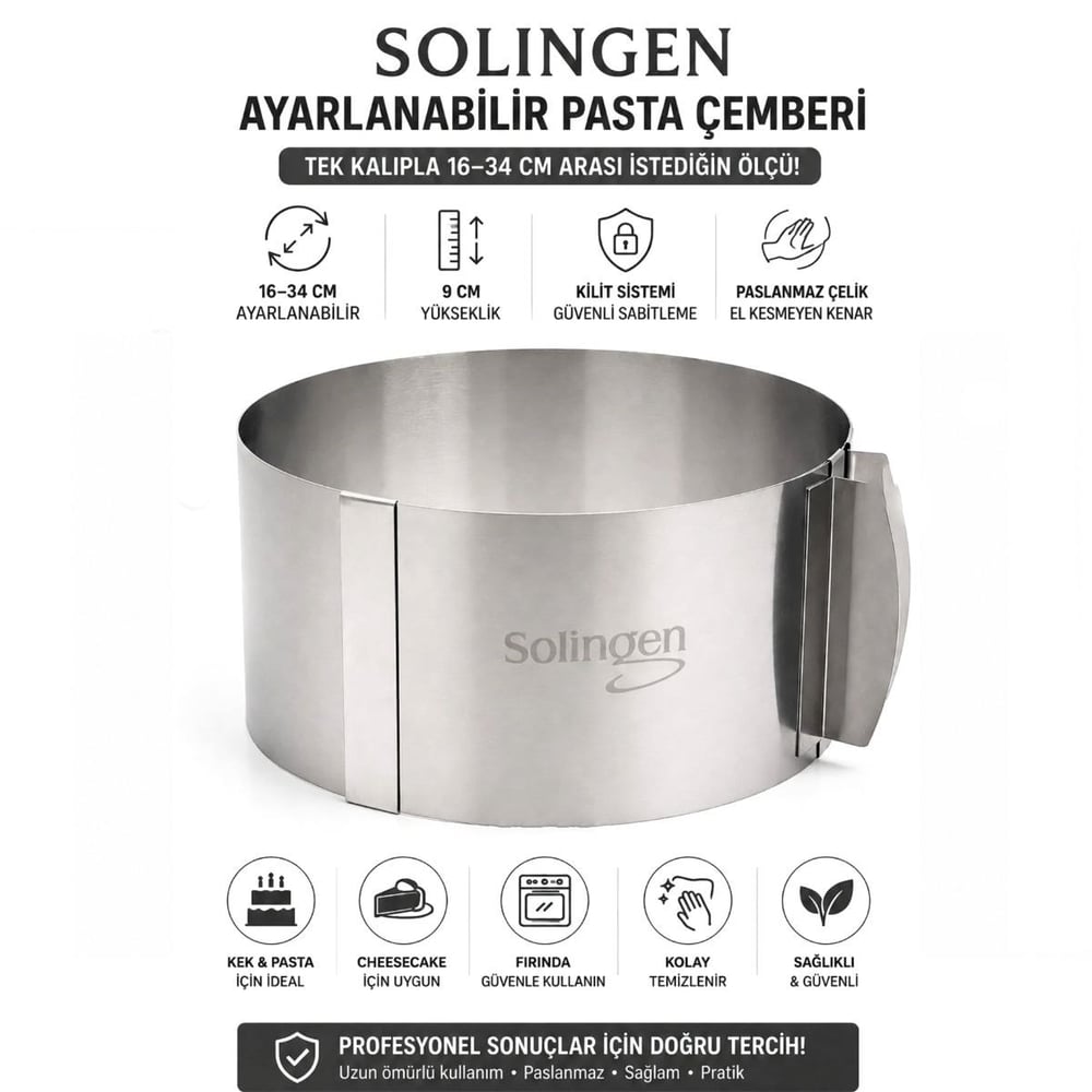 Ayarlanabilir Metal Kek Kalıbı 16-34 cm