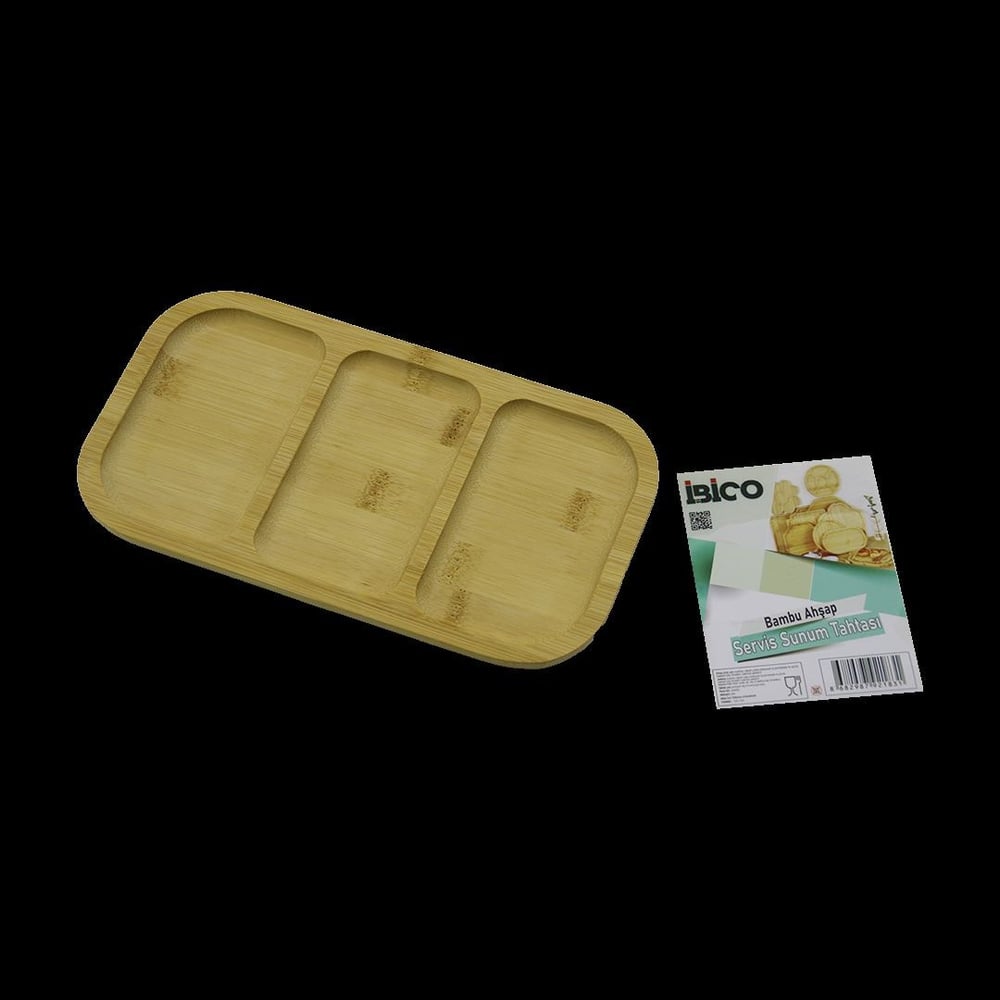 Bambu 3 Bölmeli Sunum Tepsisi 25x14 cm