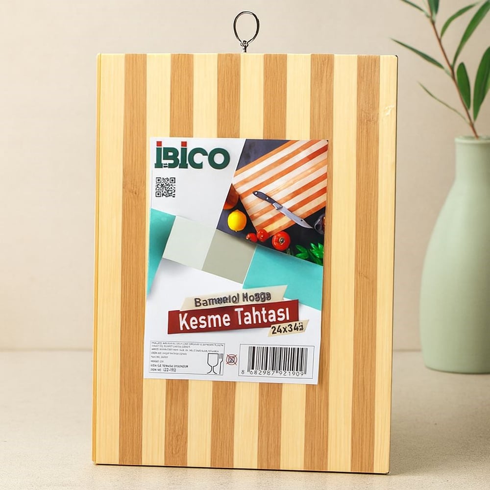 Bambu Kesme Tahtası 24x34x1.3 cm - Metal Kulplu