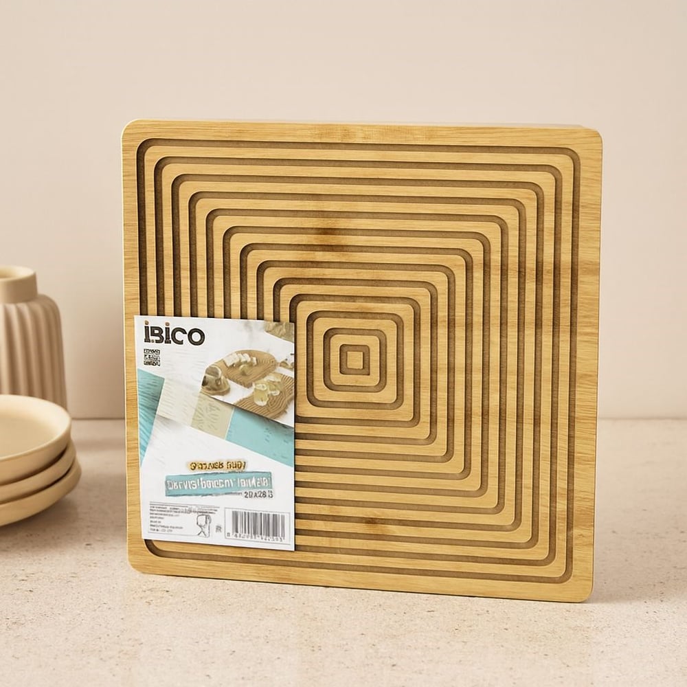 Bambu Servis ve Sunum Tahtası 28x28 cm (Çift Taraflı)