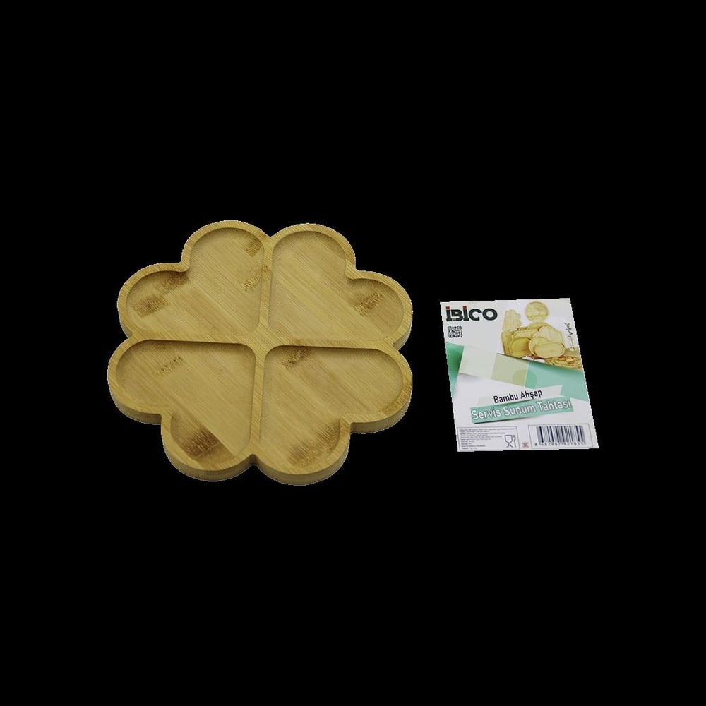 Bambu Yuvarlak 4 Bölmeli Sunum Tepsisi 21x1.4 cm (36lı Paket)
