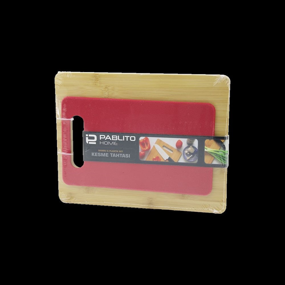 Bambu ve Plastik Kesme Tahtası 2li Set (22x28 & 15x25 cm)