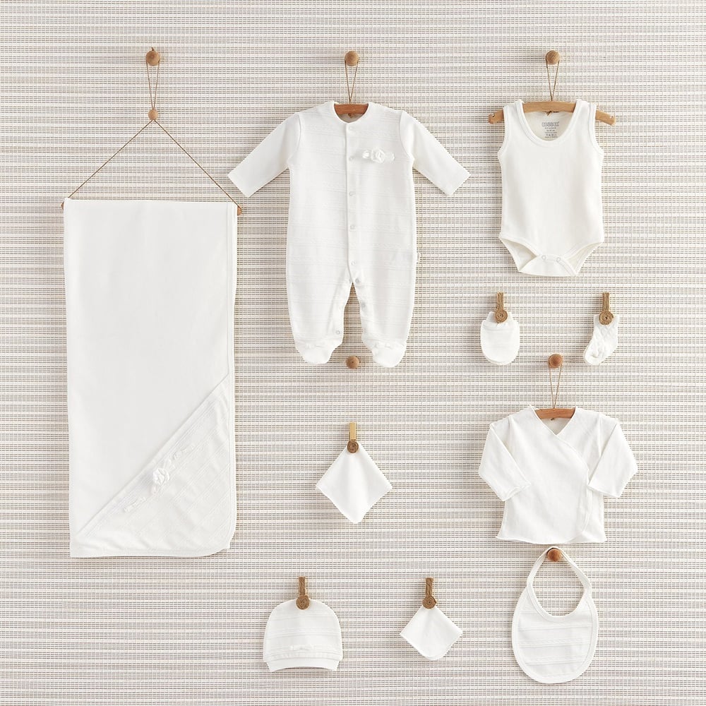 Bebbek 10'lu Hastane Çıkışı - Design Girl Çiçekli Beyaz