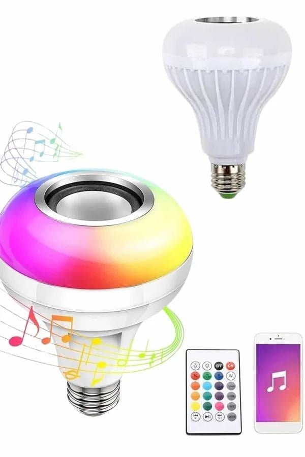 Bluetooth Hoparlör Akıllı Rgb Led Işık Renk Değiştirme Ses Bombası Ampül Görünümlü