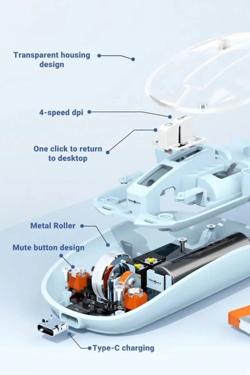 Bluetooth USB Çift Modlu Sessiz Mouse, Şeffaf Mıknatıslı Kapaklı, Type-C Şarjlı, DPI Ayarlı, Kablosuz 10m Çekim Mesafeli, Masaüstü Kısayol Tuşlu, Taşınabilir Şarjlı Mouse Siyah