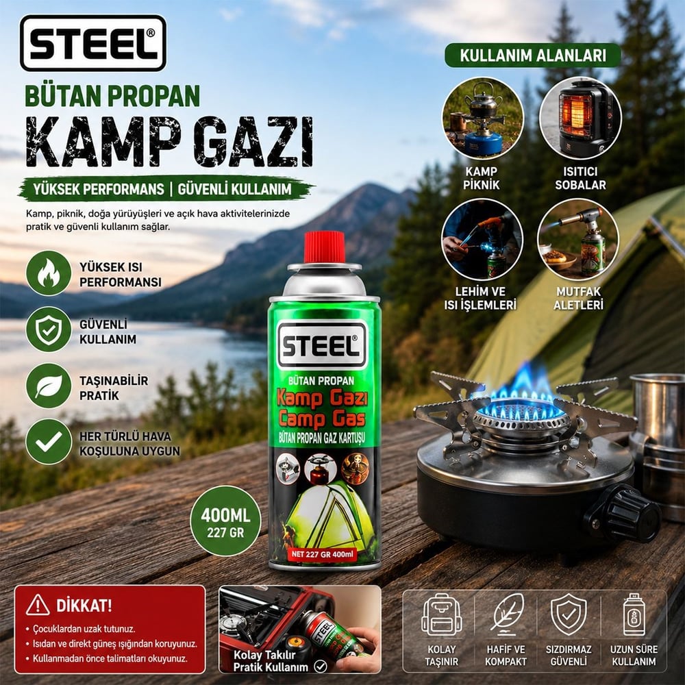 Bütan Gaz Kartuşu 220g & 400ml - Piknik ve Kamp