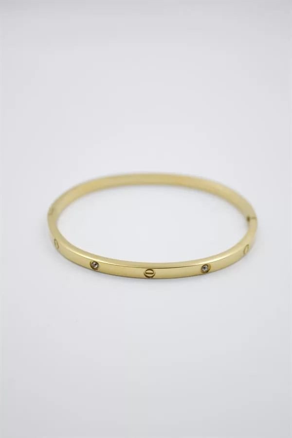 CRT Model Taşlı İnce  Bilezik - Altın