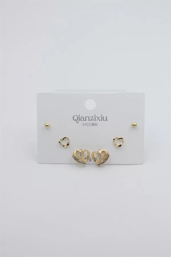 Çoklu Set Küpe - Altın