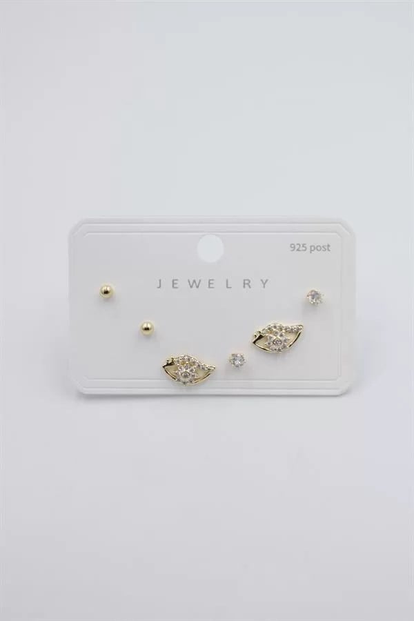 Çoklu Set Küpe - Altın