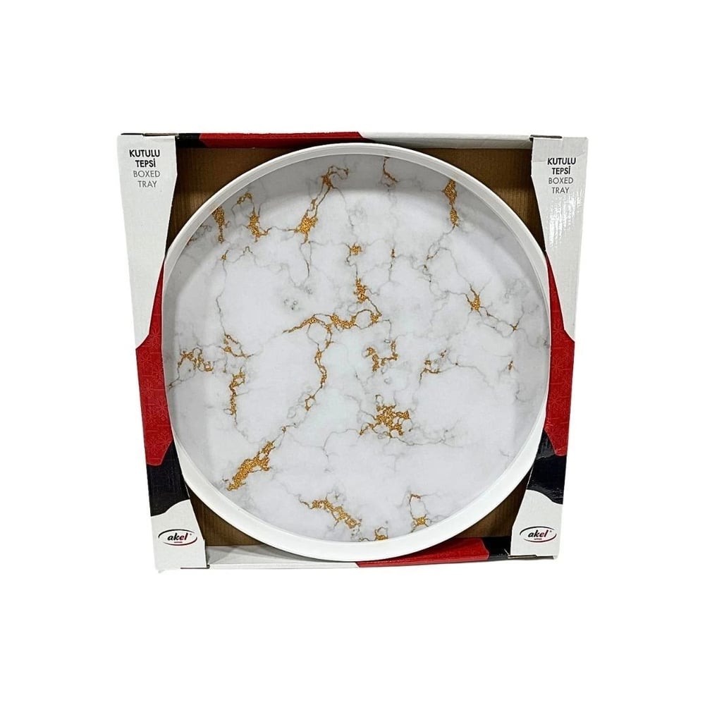Desenli 40 cm Yuvarlak Melamin Tepsi