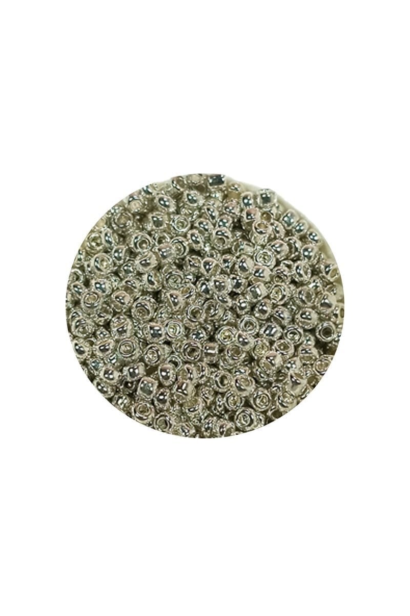 Dökme Cam Kum Boncuk (11/0) 2 mm - 20 Gram -  Gümüş - BNC022