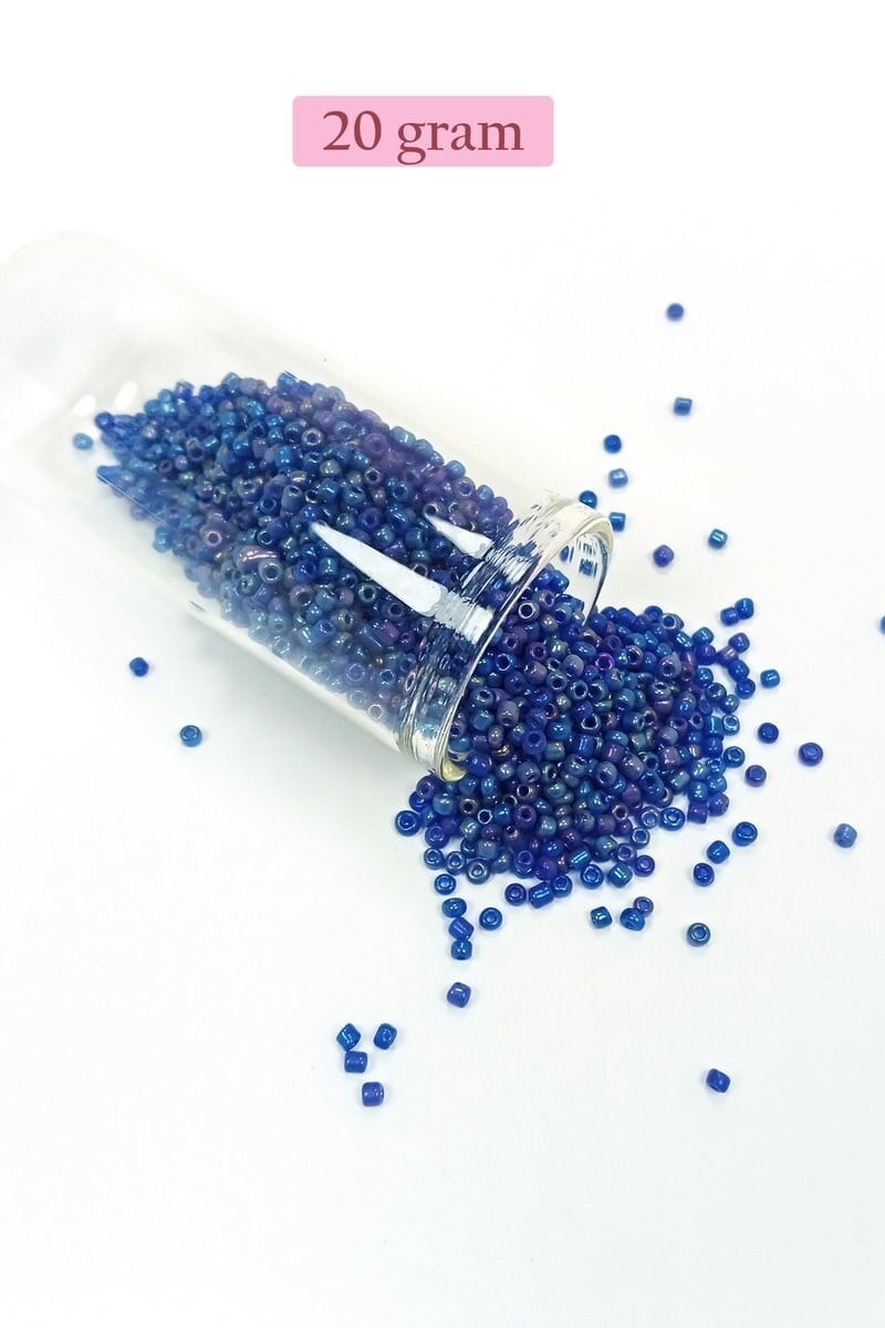 Dökme Cam Kum Boncuk (11/0) 2 mm - 20 Gram -  Koyu Mavi - BNC017
