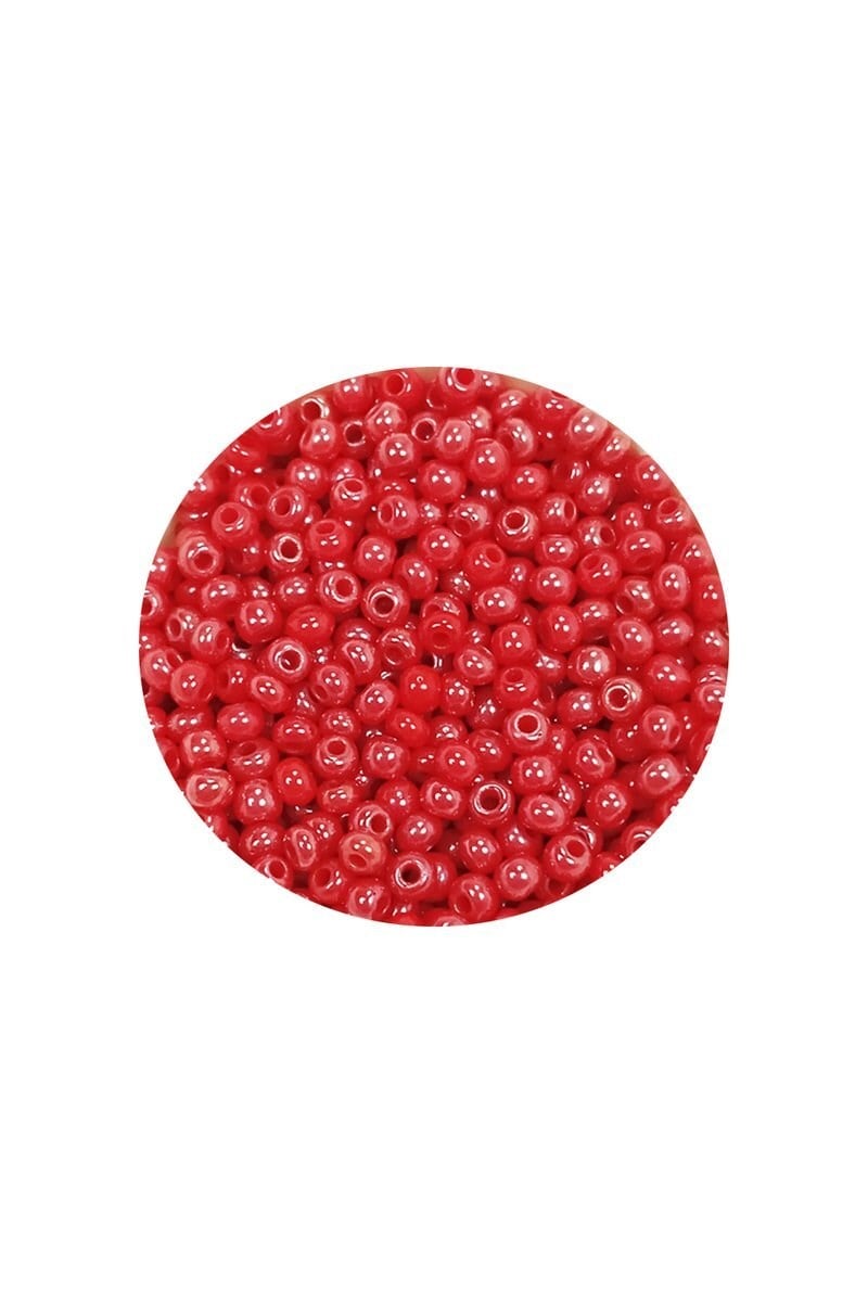 Dökme Cam Kum Boncuk (11/0) 2 mm - 20 Gram -  Kırmızı - BNC004