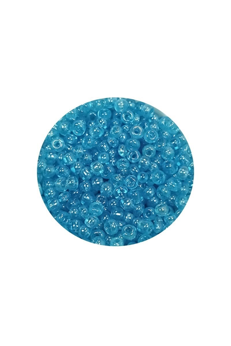 Dökme Cam Kum Boncuk (11/0) 2 mm - 20 Gram -  Şeffaf Camgöbeği - BNC023
