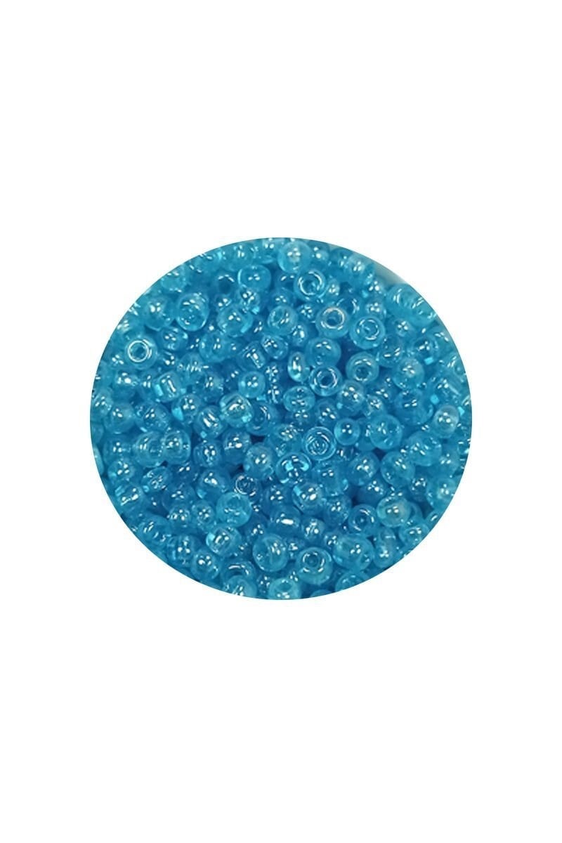 Dökme Cam Kum Boncuk (11/0) 2 mm - 60 Gram -  Şeffaf Camgöbeği - BNC058