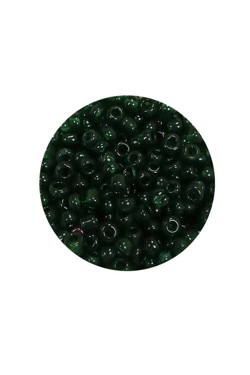 Dökme Cam Kum Boncuk (8/0) 3 mm - 60 Gram - Şeffaf Koyu Yeşil - BNC196