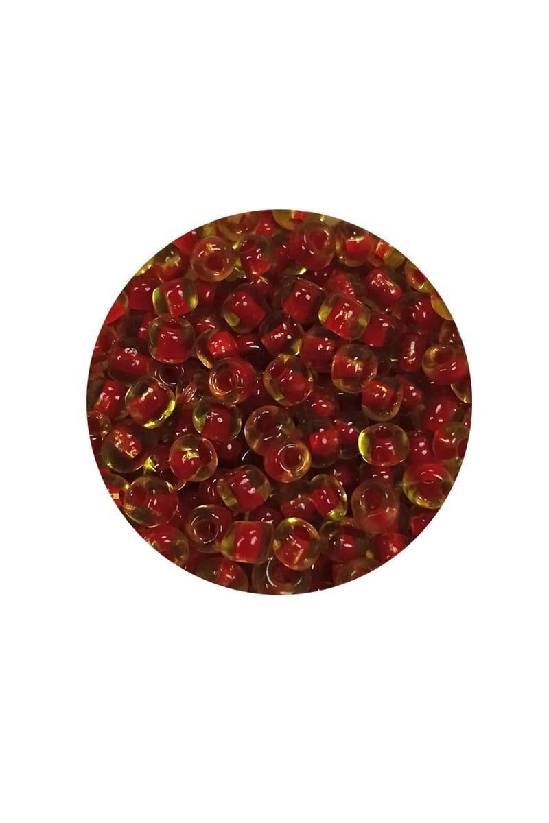 Dökme Cam Kum Boncuk (8/0) 3 mm - 60 Gram - Şeffaf Sarı Kırmızı - BNC216