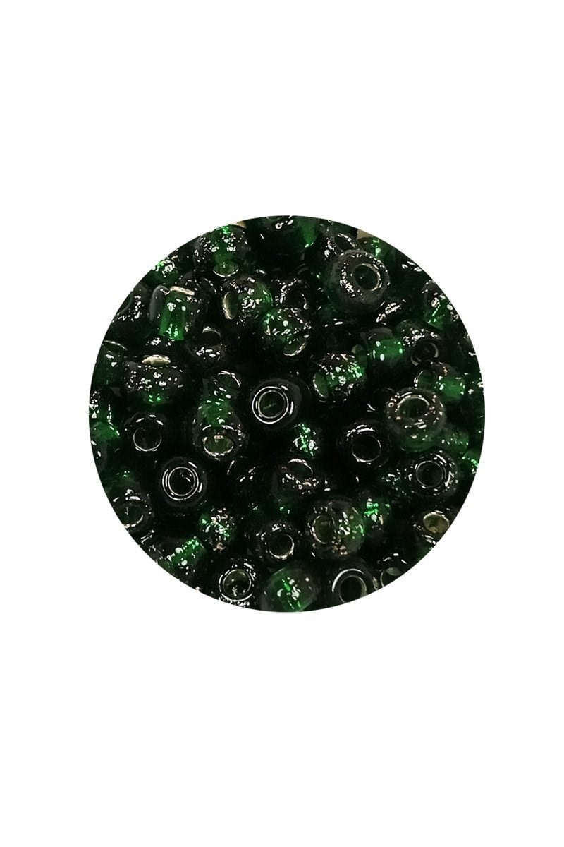 Dökme Cam Kum Boncuk Büyük Boy (6/0) 4 mm - 20 Gram - Şeffaf Koyu Yeşil - BNC100
