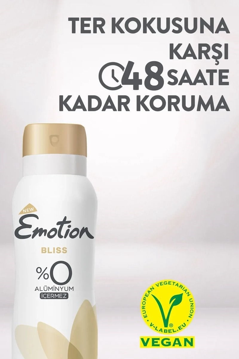 Emotion Bliss Kadın Vegan Deodorant 150 Ml Hızlı Kurur , Leke Bırakmaz