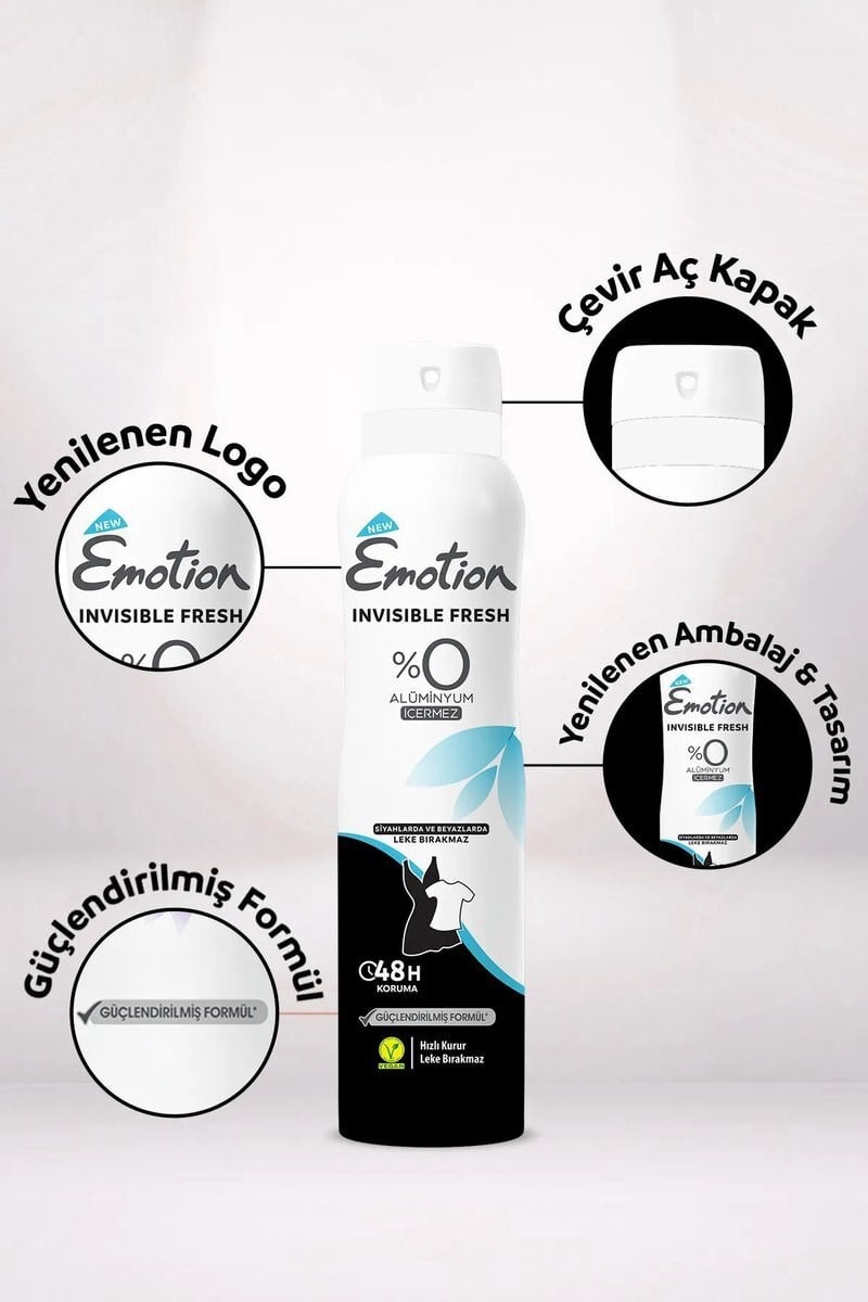 Emotion Invisible Fresh Black & White Kadın Deodorant 150ml Vegan, Leke Bırakmaz