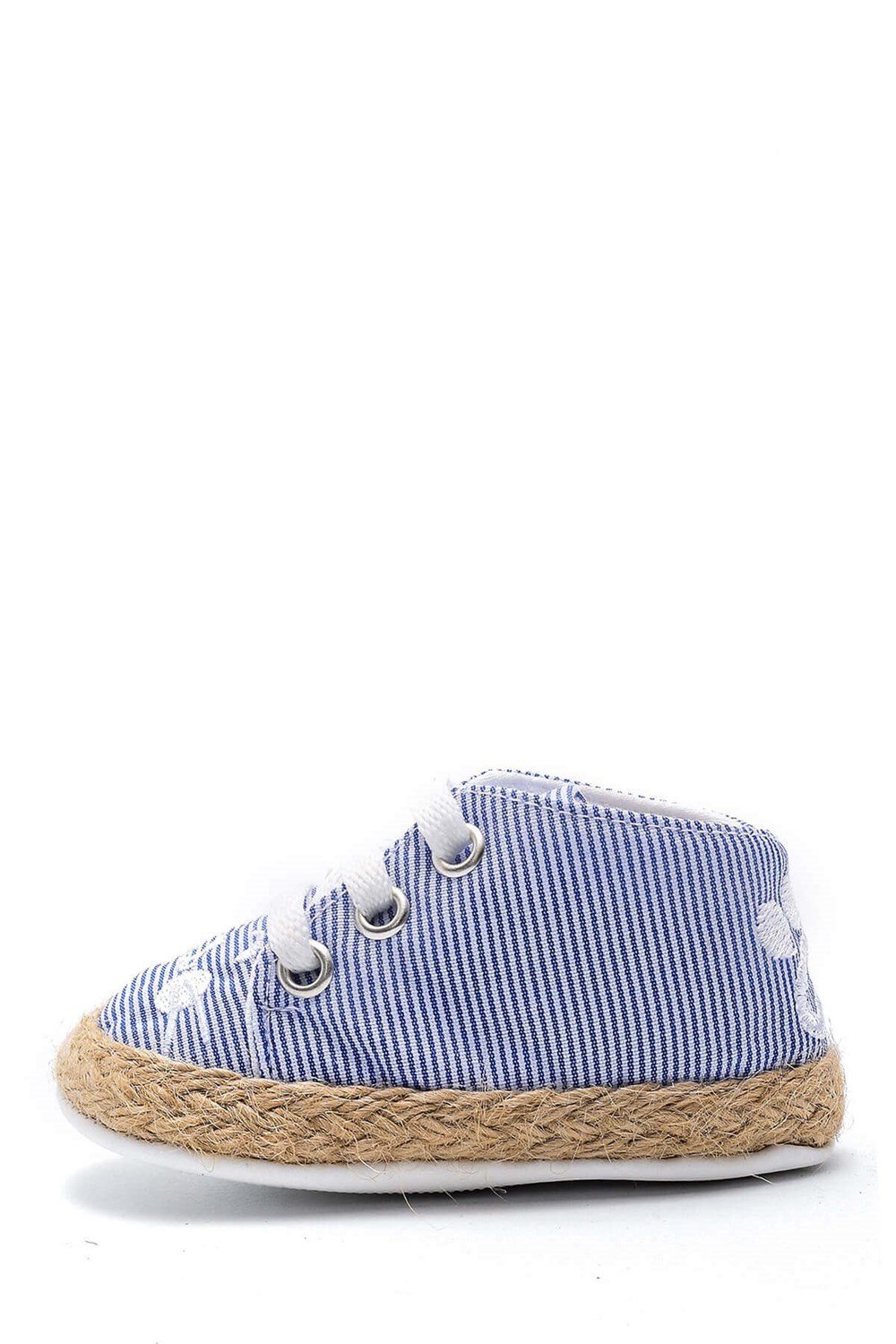 First Step Kedi Nakışlı Çizgili Patik - Saks Mavisi 12-16 Ay / No.19