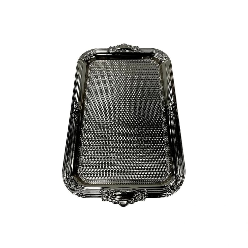 Gümüş Rengi Metal Dikdörtgen Tepsi