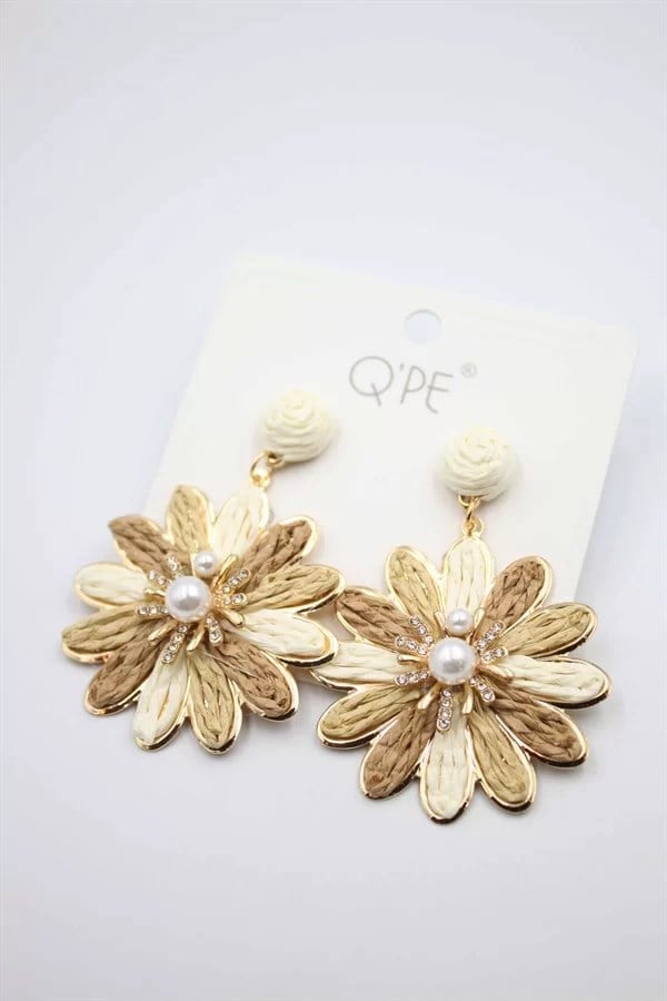 Hasır Çiçek Küpe - ÇOK RENKLİ